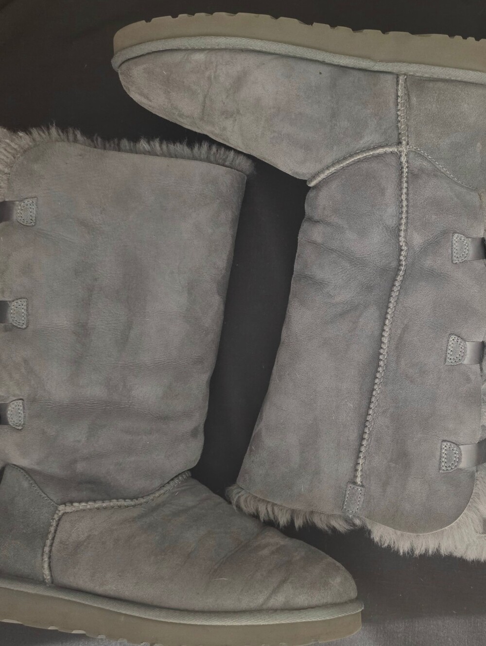 UGG Bailey Bow Gray Suede Knee High Boots